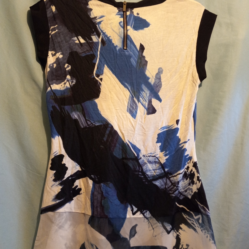 Karen Millen top, Size 6, white , blue and black.